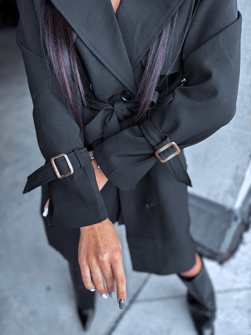 Extended trench coat "Spring season 6180" - black